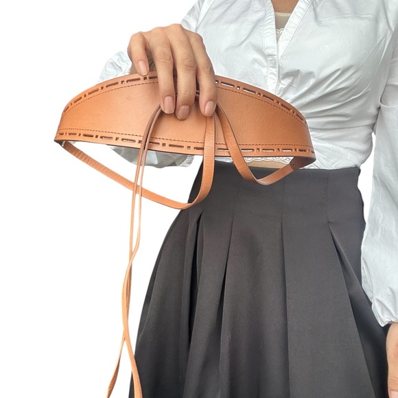 Banana Republic Genuine Leather Wrap-Style Wide Waist Belt Tan -Small - Picture 9 of 9